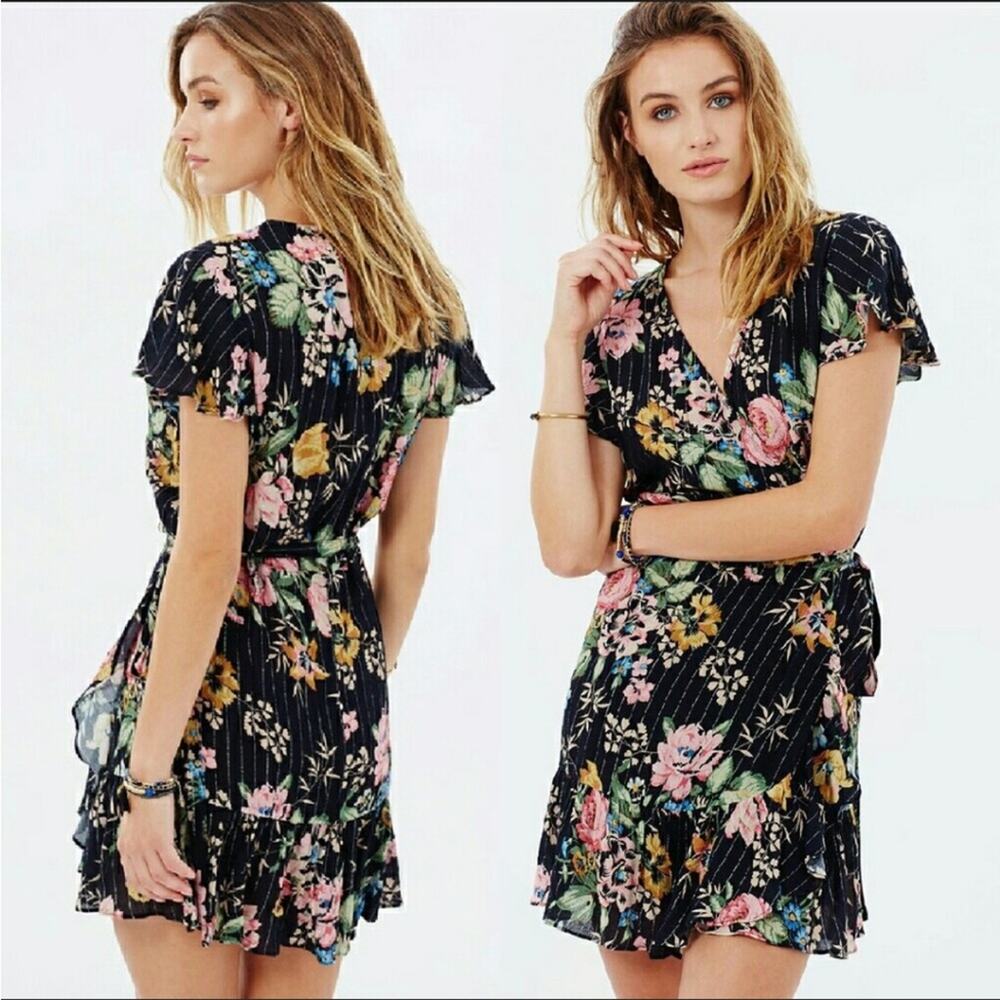 Auguste The Label Delilah Wrap Floral Mini Dress Women Size 2